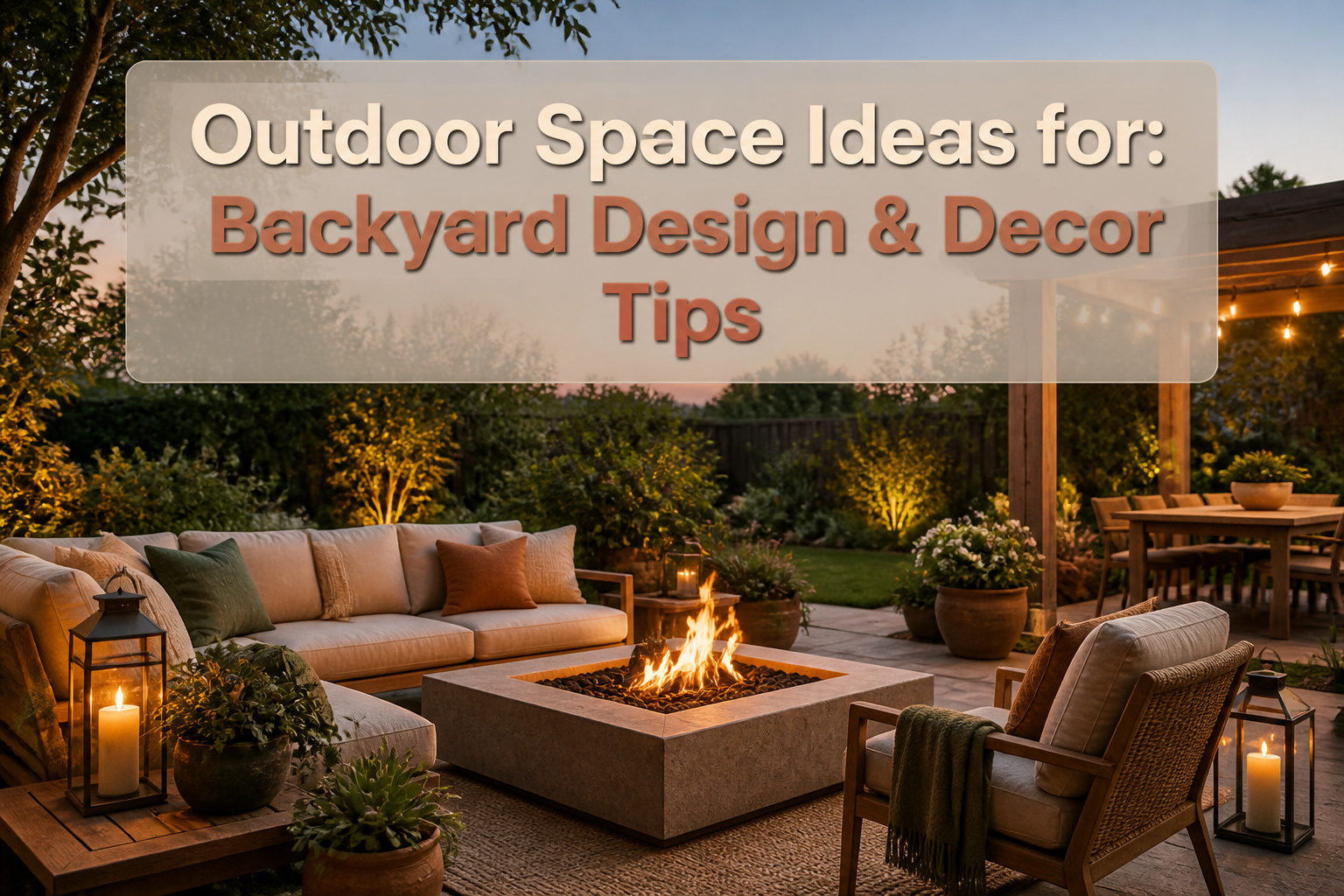 A beautifully designed outdoor space featuring various furniture and decor elements.