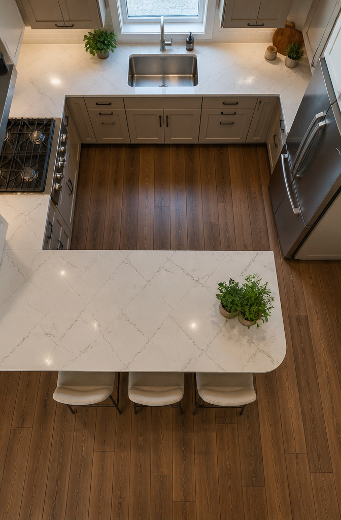 Diagram illustrating the work triangle layout in a kitchen.